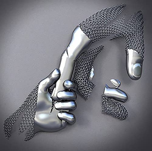 Love Heart 3D Effect Wall Art - Metal Figure Statue Art Canvas Painting 23.6 in Modern Wall Art for Bathroom Home Decor Canvas Artwork Decoration (Grey, Hold your heart tight)