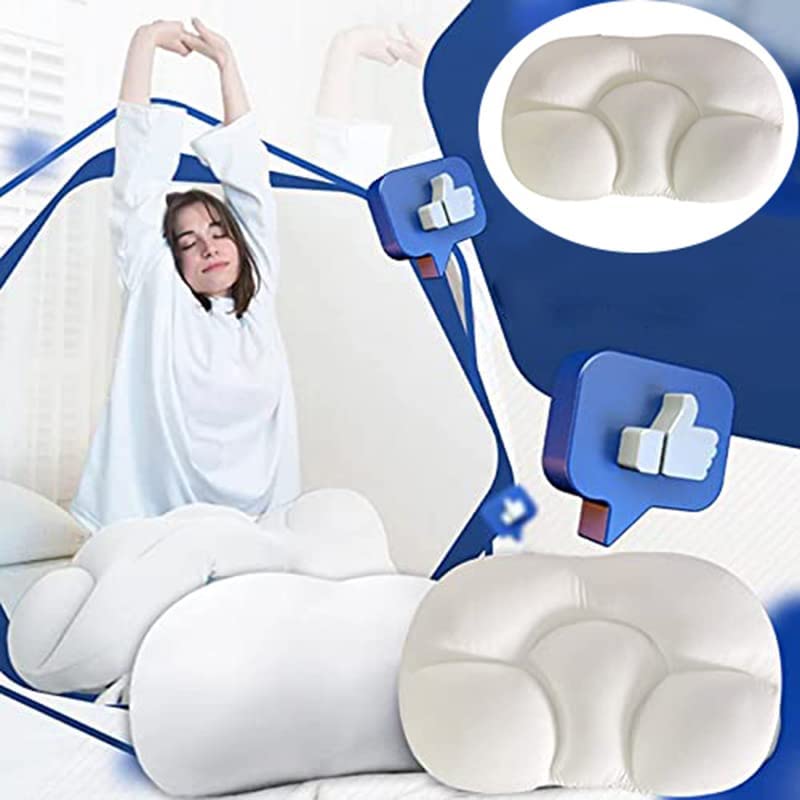 XJQAM Well Sleep Cloud Pillow,Squish Microbead Pillow,Cervical Contour Orthopedic Pillow Relief Neck & Shoulder (Grey)