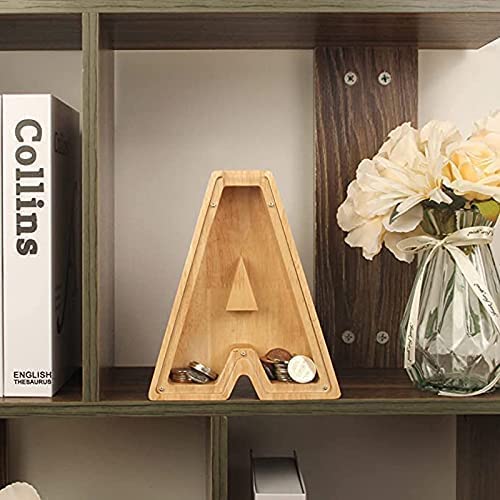 Cingc Wooden Piggy Bank,Personalized Letters Coin Bank Piggy Bank,Text Engraved Money Box Wooden Piggy Bank Gift for Kids,Name DIY Creative Purchase Combination-R