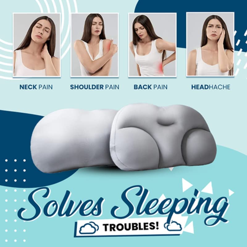 WGFUT Well Sleep Cloud Pillow,3D Ergonomic Pillow Relieve Neck Pain, Neck Pillow, Microbeads Pillows (Gray)