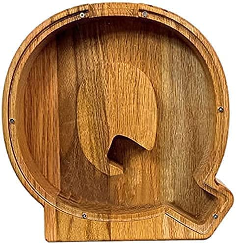 Personalized Alphabet Piggy Bank, Wooden Letter A to Z Piggy Bank, Creative Coin Bank Money Box Decorative, Money Saving Toys for Children, Birthday Gift (S)