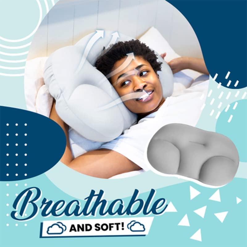 XJQAM Well Sleep Cloud Pillow,Squish Microbead Pillow,Cervical Contour Orthopedic Pillow Relief Neck & Shoulder (Grey)