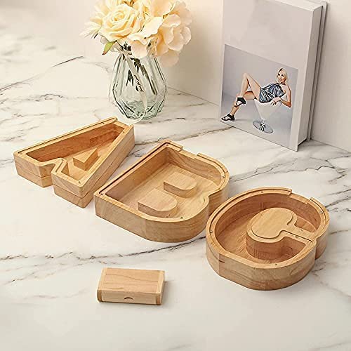 Personalized Alphabet Piggy Bank, Wooden Letter A to Z Piggy Bank, Creative Coin Bank Money Box Decorative, Money Saving Toys for Children, Birthday Gift (S)