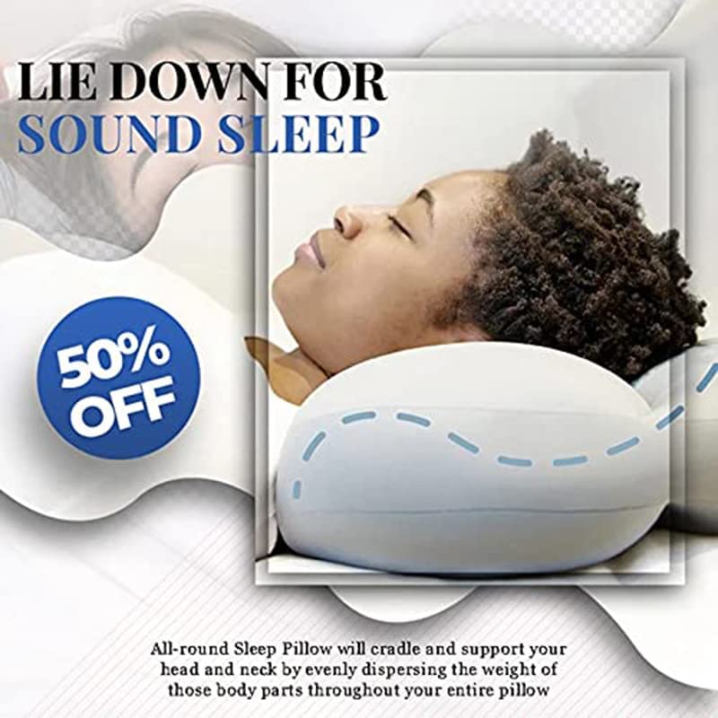 WGFUT Well Sleep Cloud Pillow,3D Ergonomic Pillow Relieve Neck Pain, Neck Pillow, Microbeads Pillows (White)