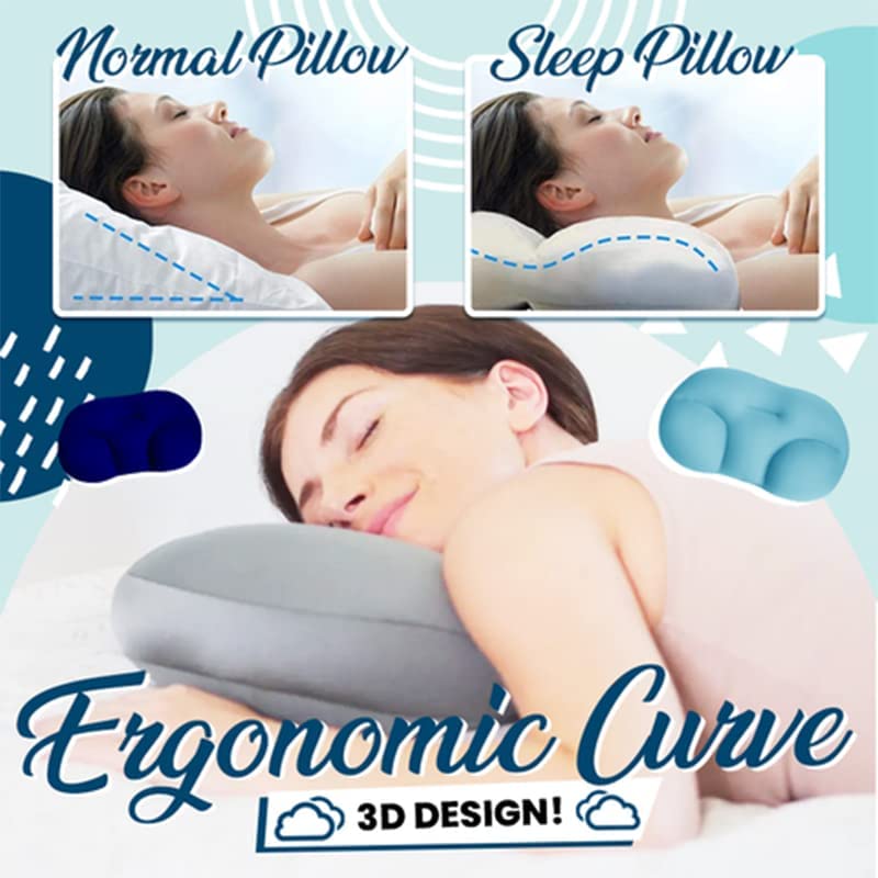 XJQAM Well Sleep Cloud Pillow,Squish Microbead Pillow,Cervical Contour Orthopedic Pillow Relief Neck & Shoulder (Grey)