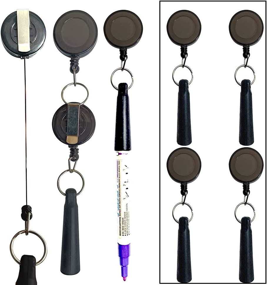 Ocnvlia 4 Pcs Elastic Silicone Retractable Pencil Holder, Duty Retractable Pull Pen for Woodwork, Bricklayer, Handicraft Maker, black