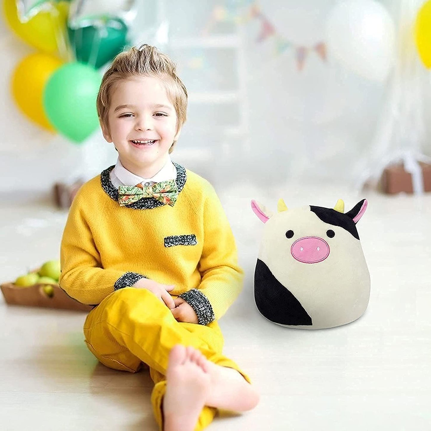 CHZHKW 8/12/16 Inch Cute Cow Plush Large Kawaii Pillow, Children's Soft Plush Cow Toy, Suitable for Family Car Decoration, Best Birthday Gift (12)