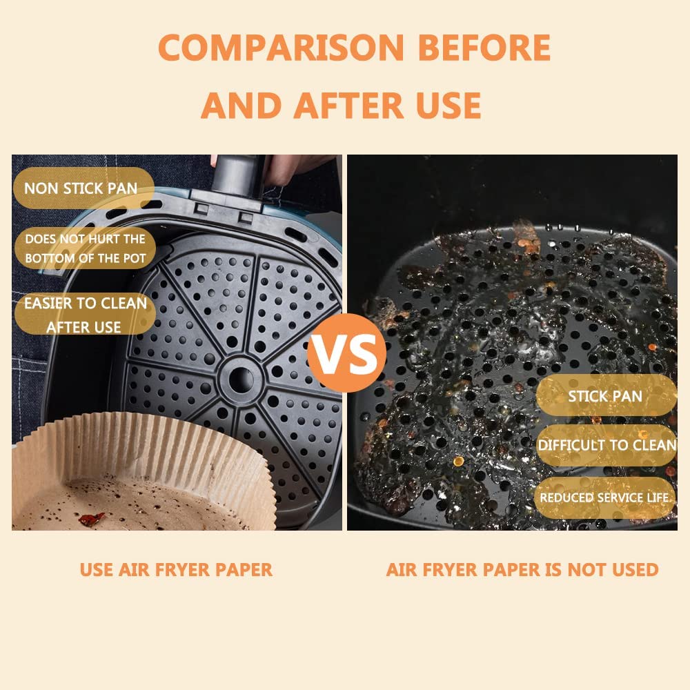 Air Fryer Disposable Paper Liner, Non-stick Disposable Air Fryer Liners, Baking Paper for Air Fryer Oil-proof, Water-proof Parchment for Baking Roasting Microwave(7.9inch,50pcs)