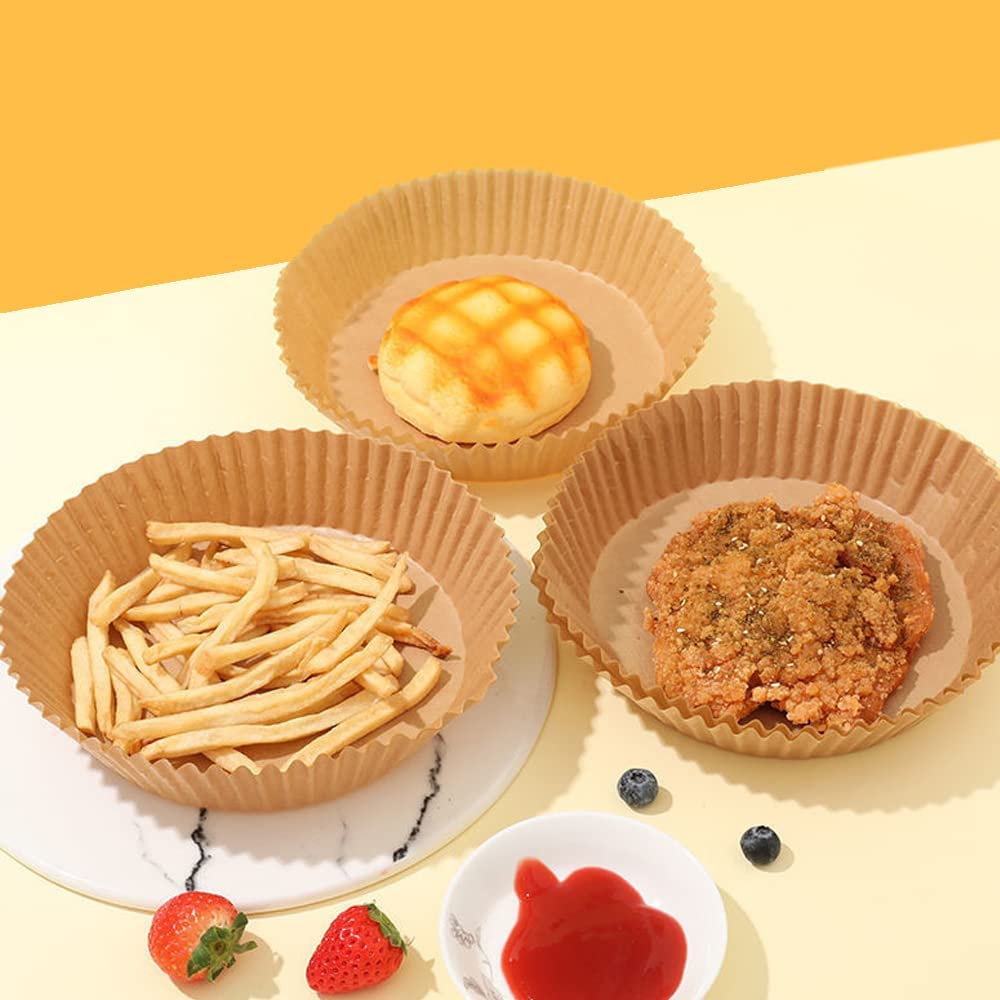 Air Fryer Disposable Paper Liner, Non-stick Disposable Air Fryer Liners, Baking Paper for Air Fryer Oil-proof, Water-proof Parchment for Baking Roasting Microwave(7.9inch,50pcs)