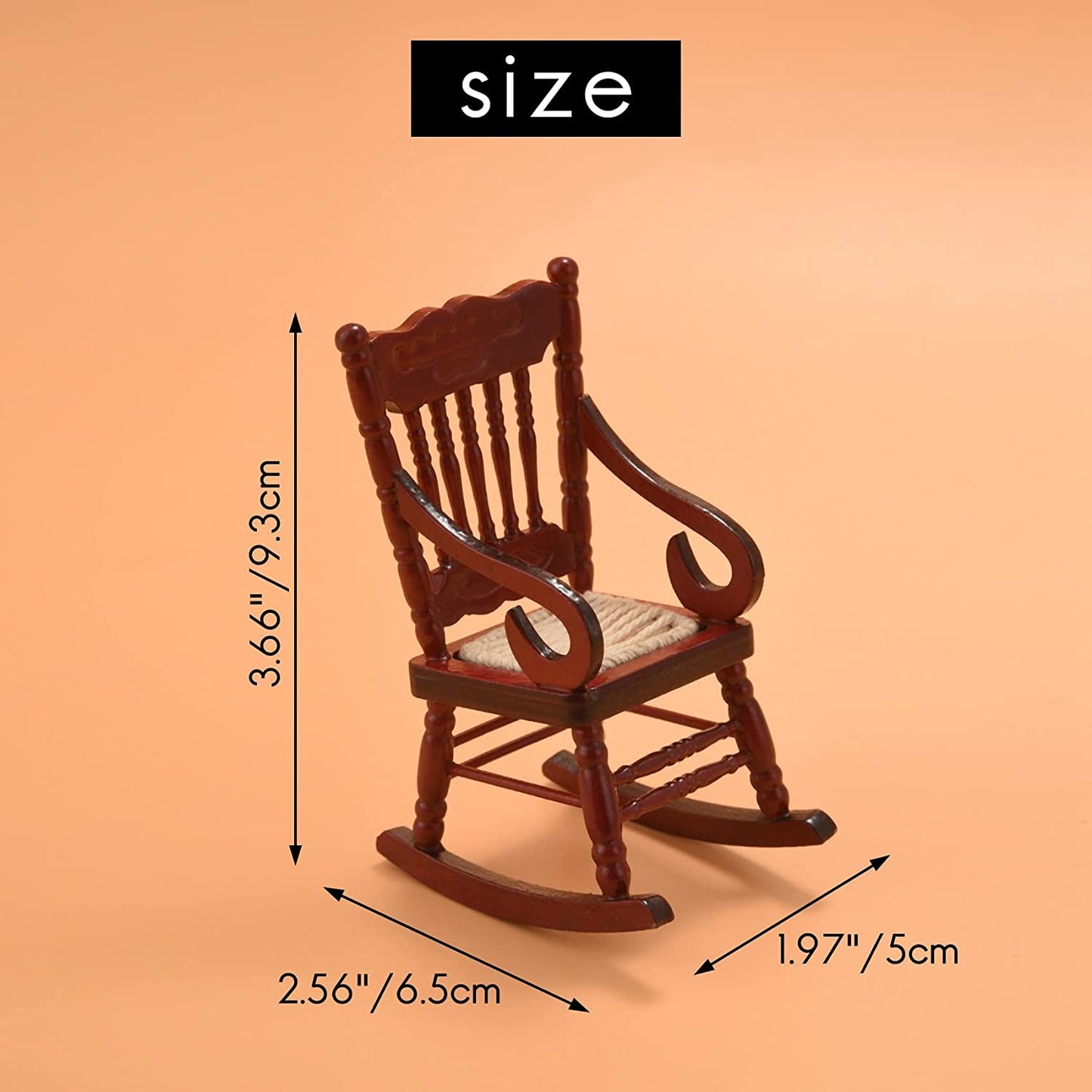 Jiaminye 2 Pcs 1:12 Dollhouse Miniature Furniture Wooden Rocking Chairs Dollhouse Accessories for Doll House Decoration,Red