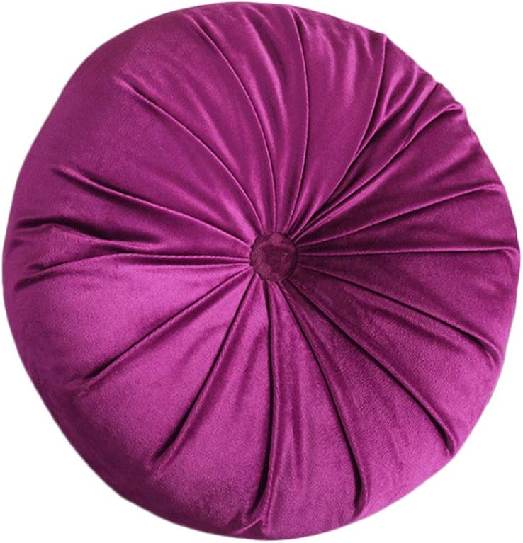 TRRAPLE Round Throw Pillows, Pumpkin Velvet Cushion Pleated Round Pillow Home Decorative for Sofa Bed Living Room Office Chair Couch