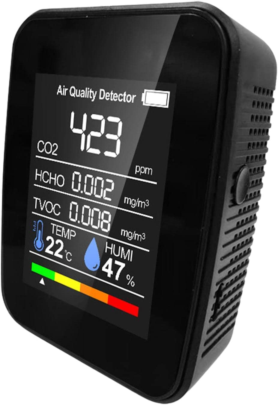 CO2 Carbon Dioxide Detector,5 in 1 Combo Air Quality Monitor,CO2 Meter Air Quality Meter Humidity,CO2 Detector with USB Cable for Car,Gym,Offices Greatideal,White