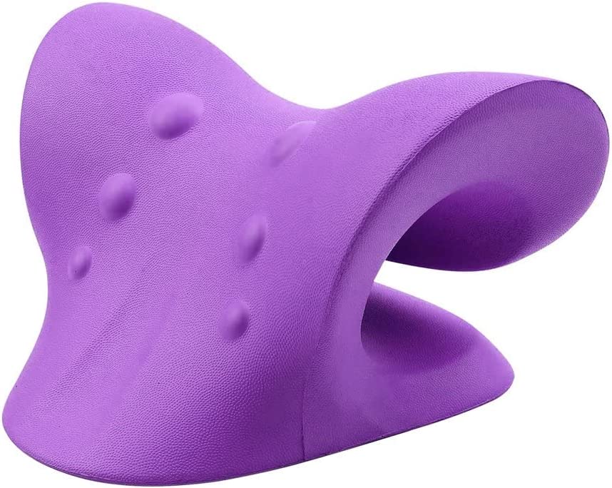 Oddalsail Neck and Shoulder Relaxer, Cervical Traction Device for TMJ Pain Relief and Cervical Spine Alignment, Chiropractic Pillow blue