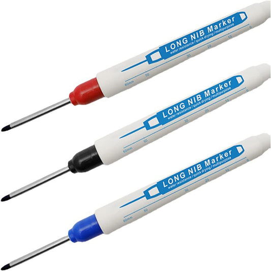 Marker Pens Long Head Deep Hole Marking Pen Waterproof Multi-Purpose Colorful Black Blue Red Woodworking Home Decoration Processing Supplies (multicolor)
