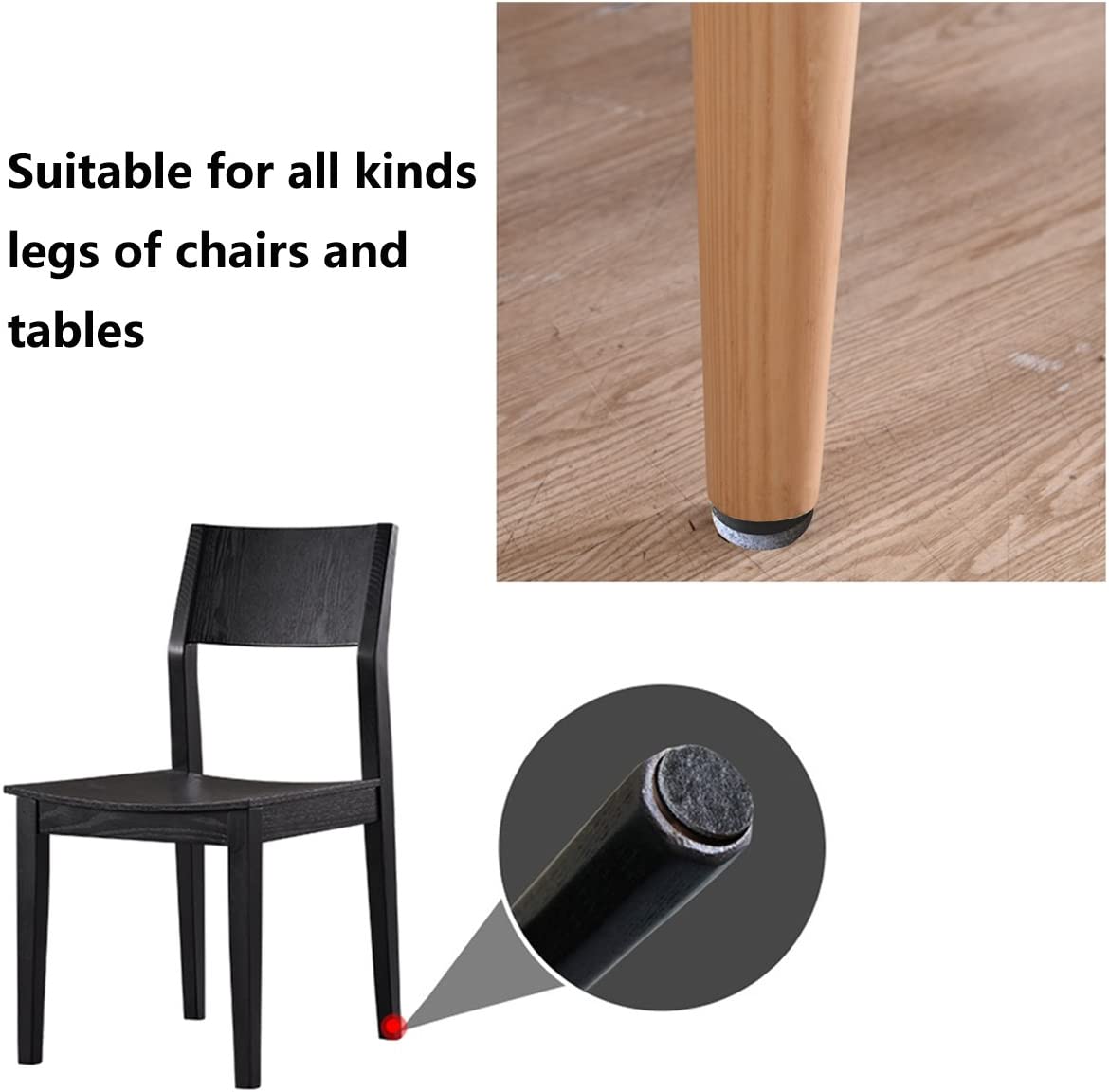40pcs Round Heavy Duty Nail-on Anti-Sliding Felt Pad for Furniture Chair Table Leg Feet Floor Protectors (Black 22mm (40 pcs))