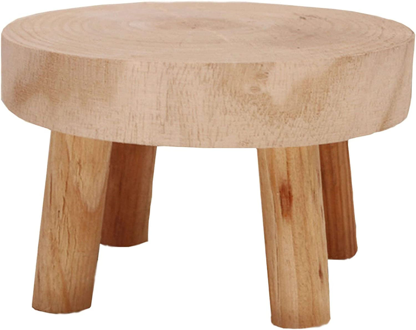 ROWGEE Wooden Round Step Stool,Portable Solid Wood Small Plant Stool,Retro Low Step Stool for Kitchen Bathroom Bedroom,Plant Holder-Kiriri14*9cm