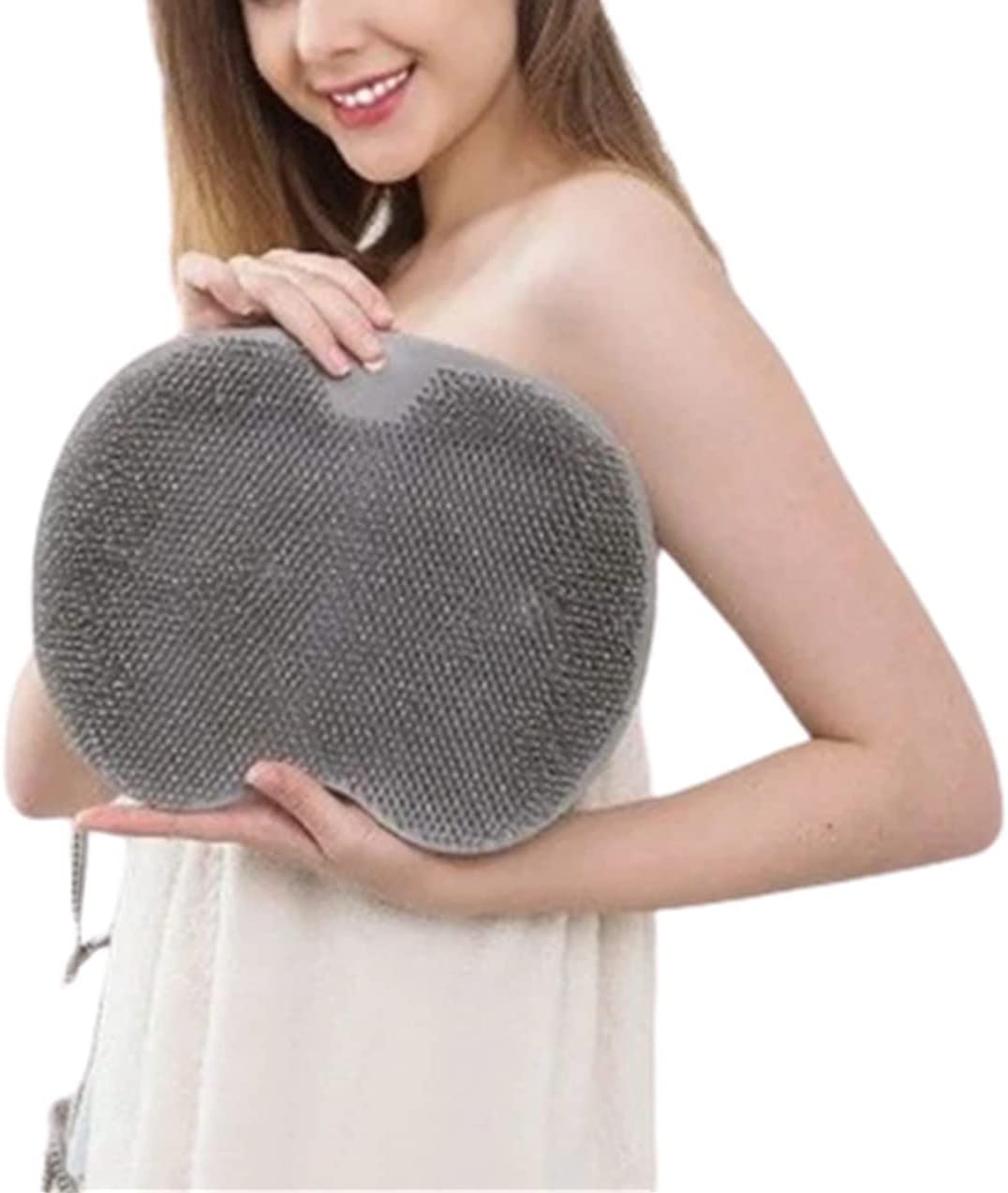 Shower Foot & Back Scrubber, Massage Pad, Non-Slip Suction Cups and Softer Bristles, Bath Massage Cushion (Gray)