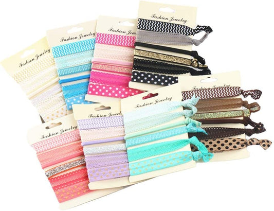 No Crease Hand Knotted Hair Ties Lace Hairband Ribbon Hair Ties KWJOY Ponytail Holders Bachelorette Hair Ties for Women, Girls, Adults/Multi Color as shown/48pcs