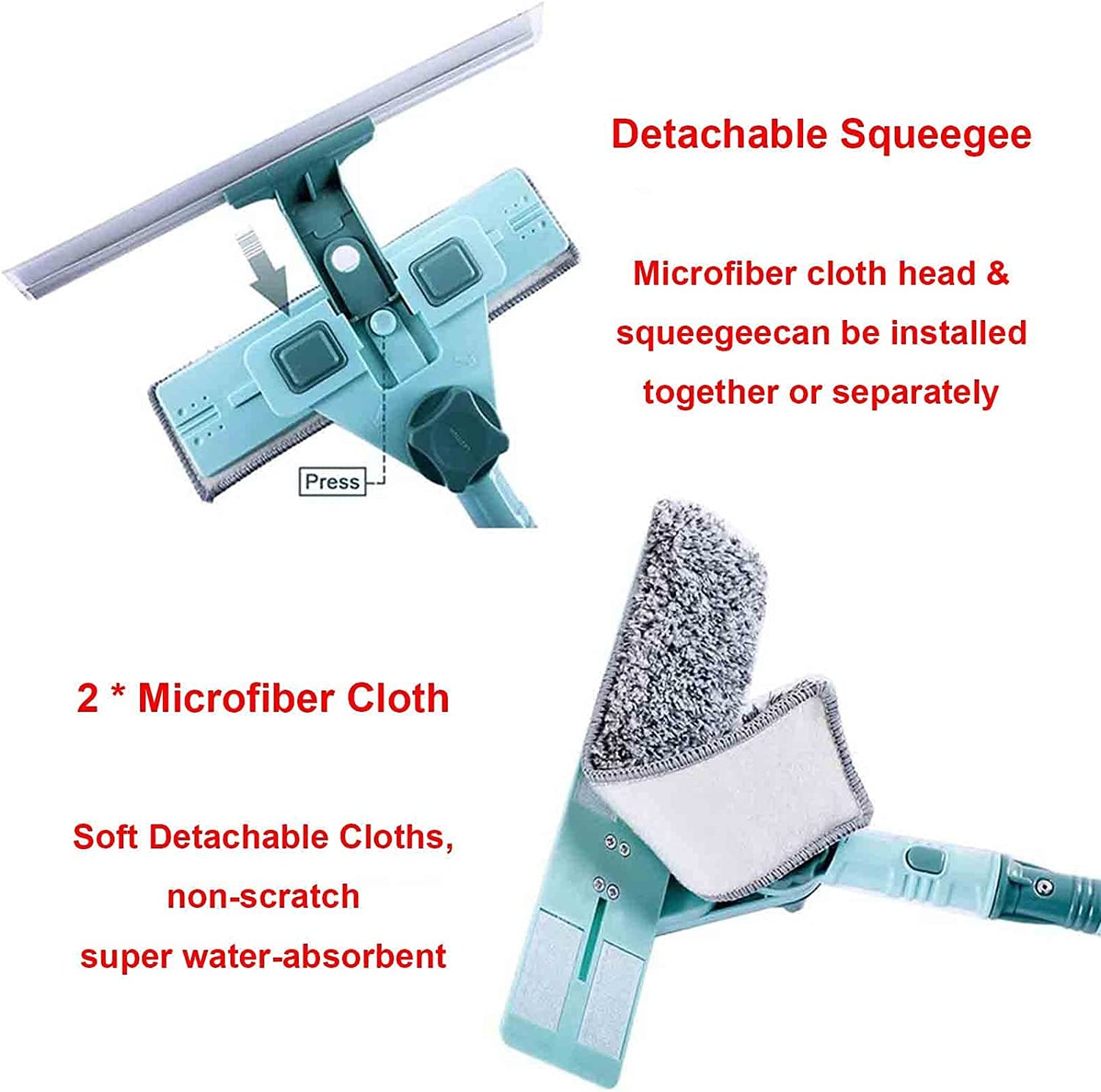 ZQTHL High-Rise Window Cleaning Tool,with U-Shaped Telescopic Rod,Extendable Squeegee Window Cleaner Equipment - Indoor Outdoor
