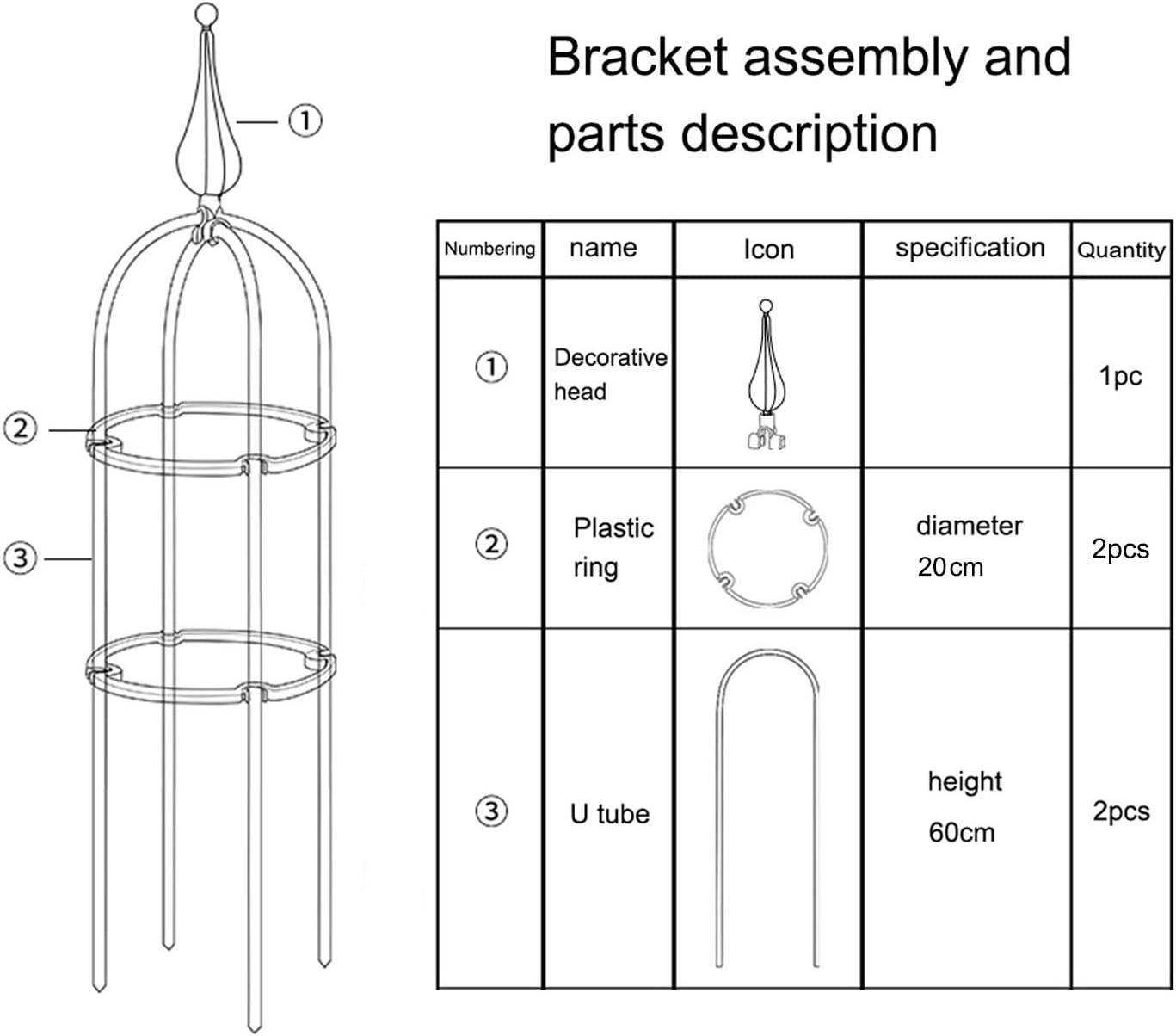 JYCAR 2 PCS Garden Obelisk Trellis, Arch Trellis for Climbing Plants, Flower Support for Climbing Vines, Vertical Plant Trellis, for Floral Plants Vegetables (8 x 23.6 inch)
