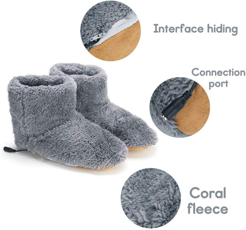 Electric Heated Slipper Sock Washable USB Plush Ankle Bootie Slippers Indoor Warm House Shoes for Men Women
