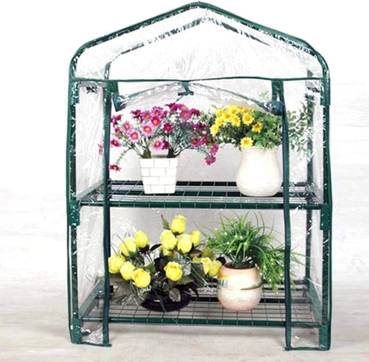 Nuxn 2 Tier Mini Clear Greenhouse Cover Warmhouse PVC Reinforced Replacement Cover PVC Plastic Portable Garden Growhouse,Cover with Zipper (Without Iron Frame)