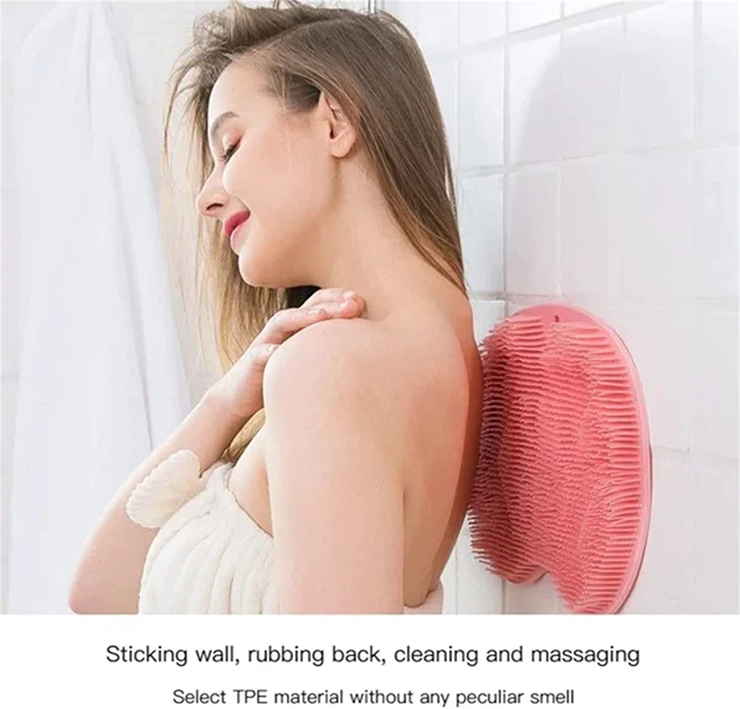 Shower Foot & Back Scrubber, Massage Pad, Non-Slip Suction Cups and Softer Bristles, Bath Massage Cushion (Gray)