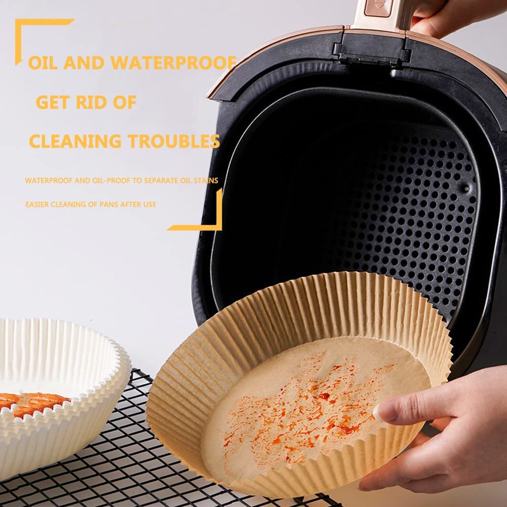 Air Fryer Disposable Paper Liner, Non-stick Disposable Air Fryer Liners, Baking Paper for Air Fryer Oil-proof, Water-proof Parchment for Baking Roasting Microwave(7.9inch,50pcs)