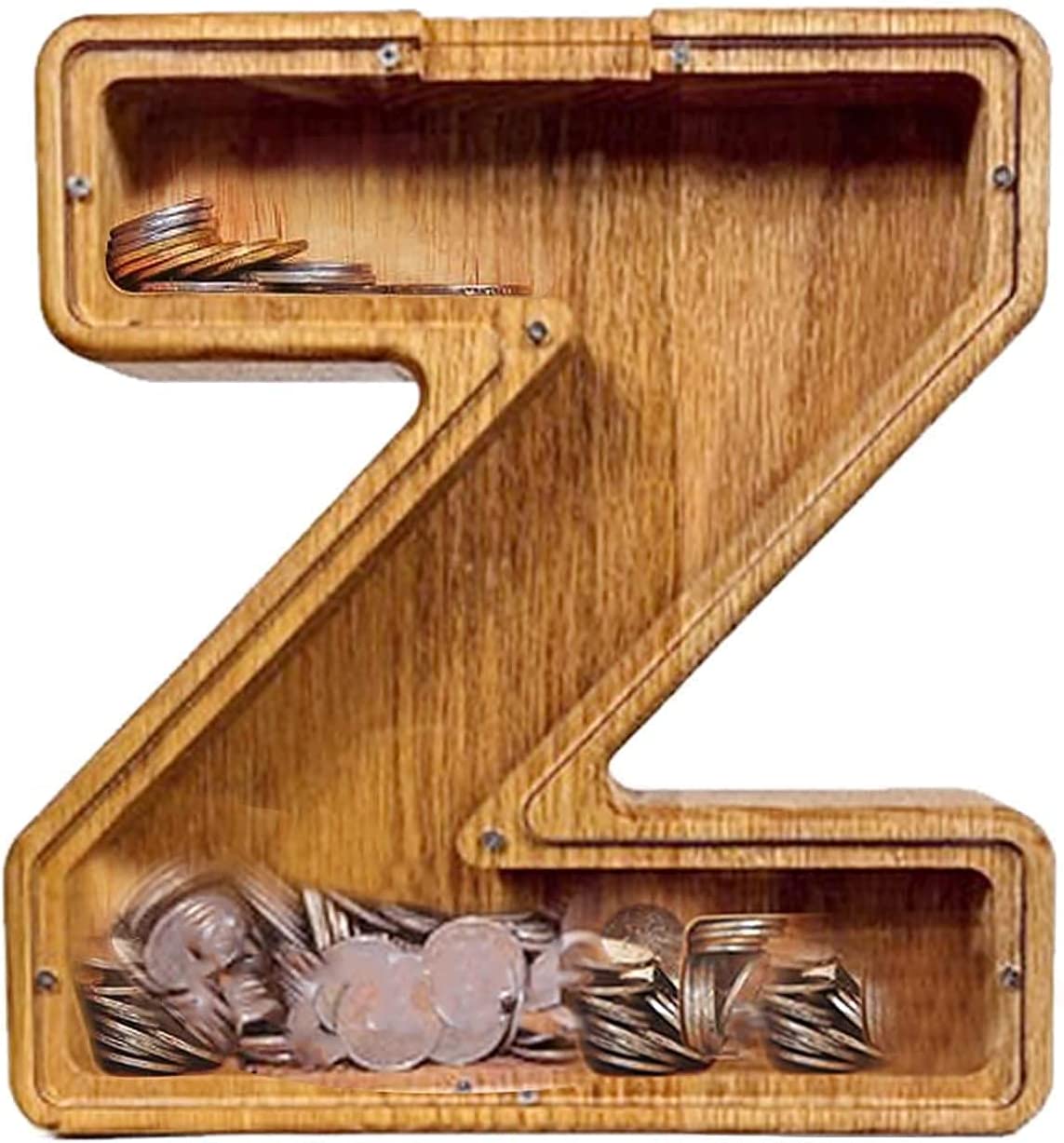 Personalized Alphabet Piggy Bank, Wooden Letter A to Z Piggy Bank, Creative Coin Bank Money Box Decorative, Money Saving Toys for Children, Birthday Gift (S)