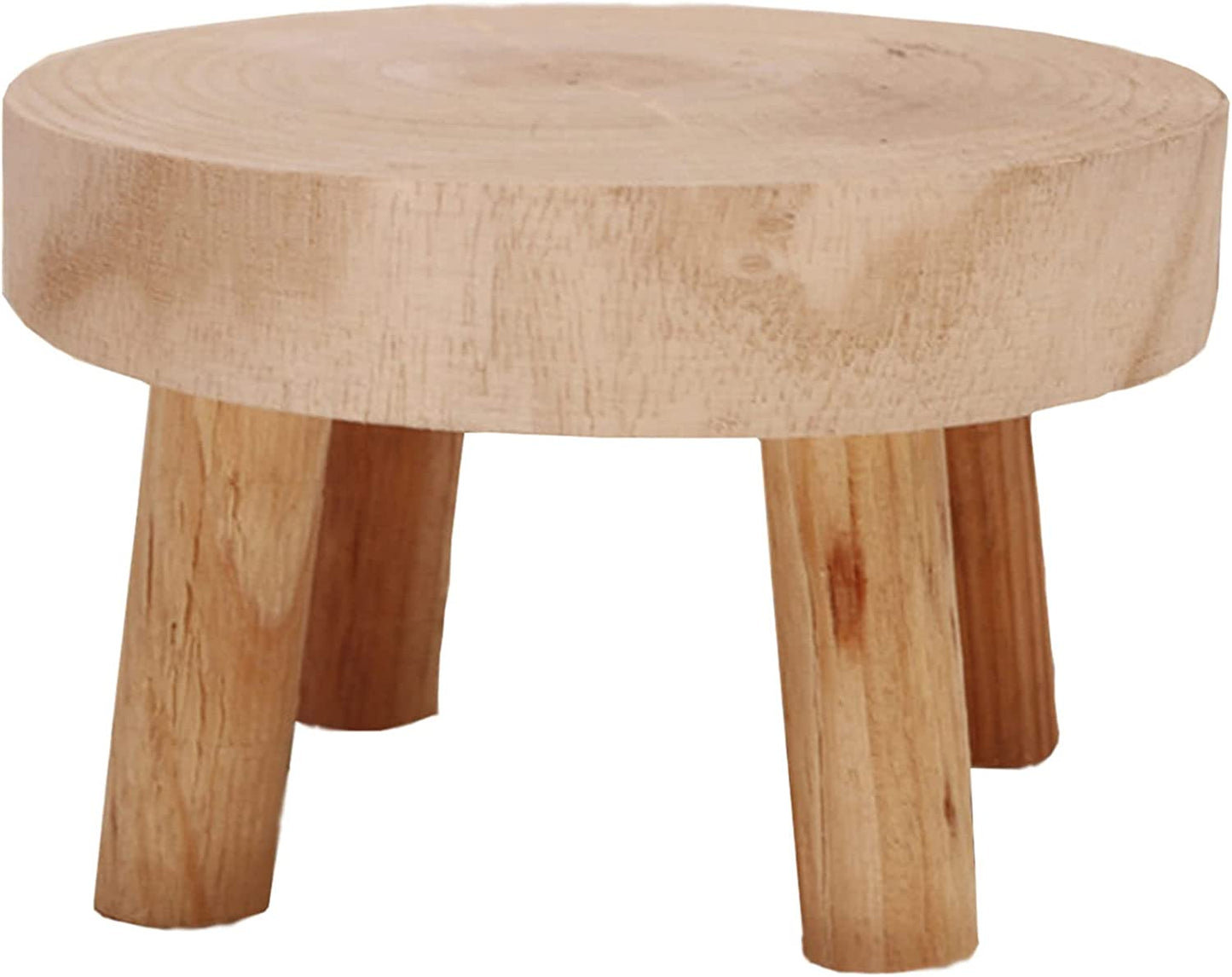 ROWGEE Wooden Round Step Stool,Portable Solid Wood Small Plant Stool,Retro Low Step Stool for Kitchen Bathroom Bedroom,Plant Holder-Kiriri14*9cm