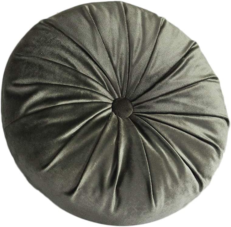 TRRAPLE Round Throw Pillows, Pumpkin Velvet Cushion Pleated Round Pillow Home Decorative for Sofa Bed Living Room Office Chair Couch