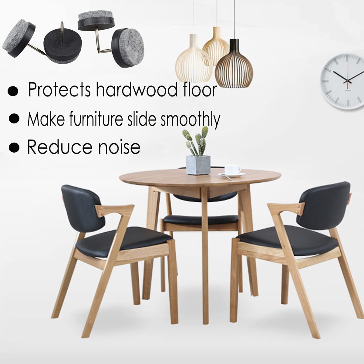 40pcs Round Heavy Duty Nail-on Anti-Sliding Felt Pad for Furniture Chair Table Leg Feet Floor Protectors (Black 22mm (40 pcs))
