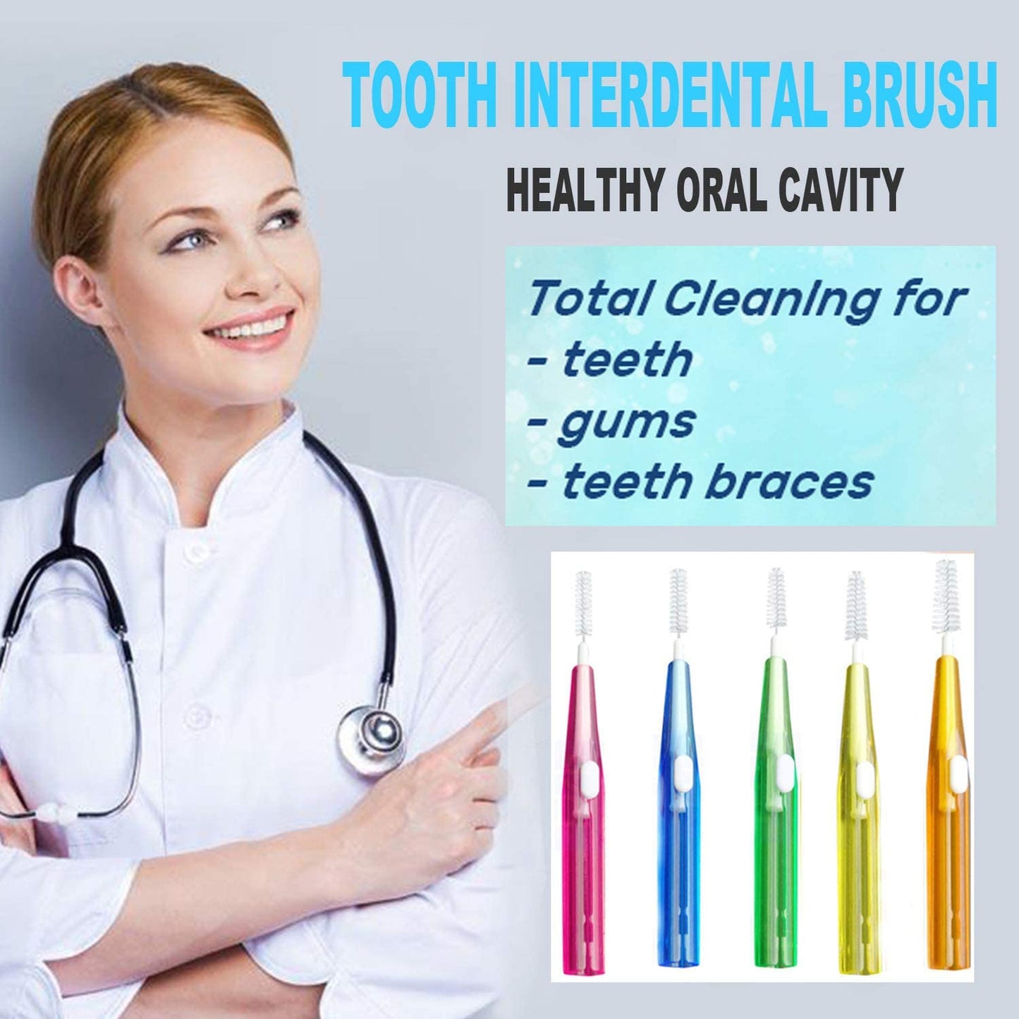 Interdental Brushes 30pcs Mixed Pack with Sizes 0.6-1.5mm Tooth Dental Picks for Daily Oral Hygiene, Prevent Bad Breath and Periodontal Disease, Effective Interdental Cleaners Fit for Adult Children with Carrying Case