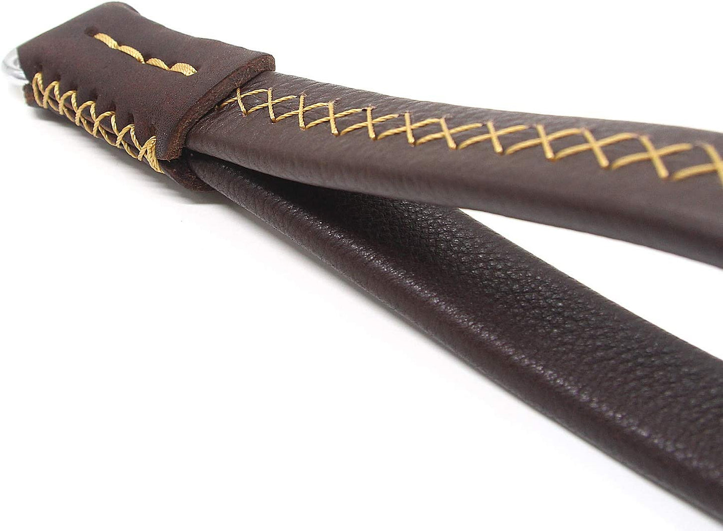 Heavy Duty Full Grain Leather Short Dog Traffic Leash for Medium and Extra Large Dogs, Pet Accessories Cowhide Handle with Snap Clips for Dog Chain Lead and Collar (Brown)