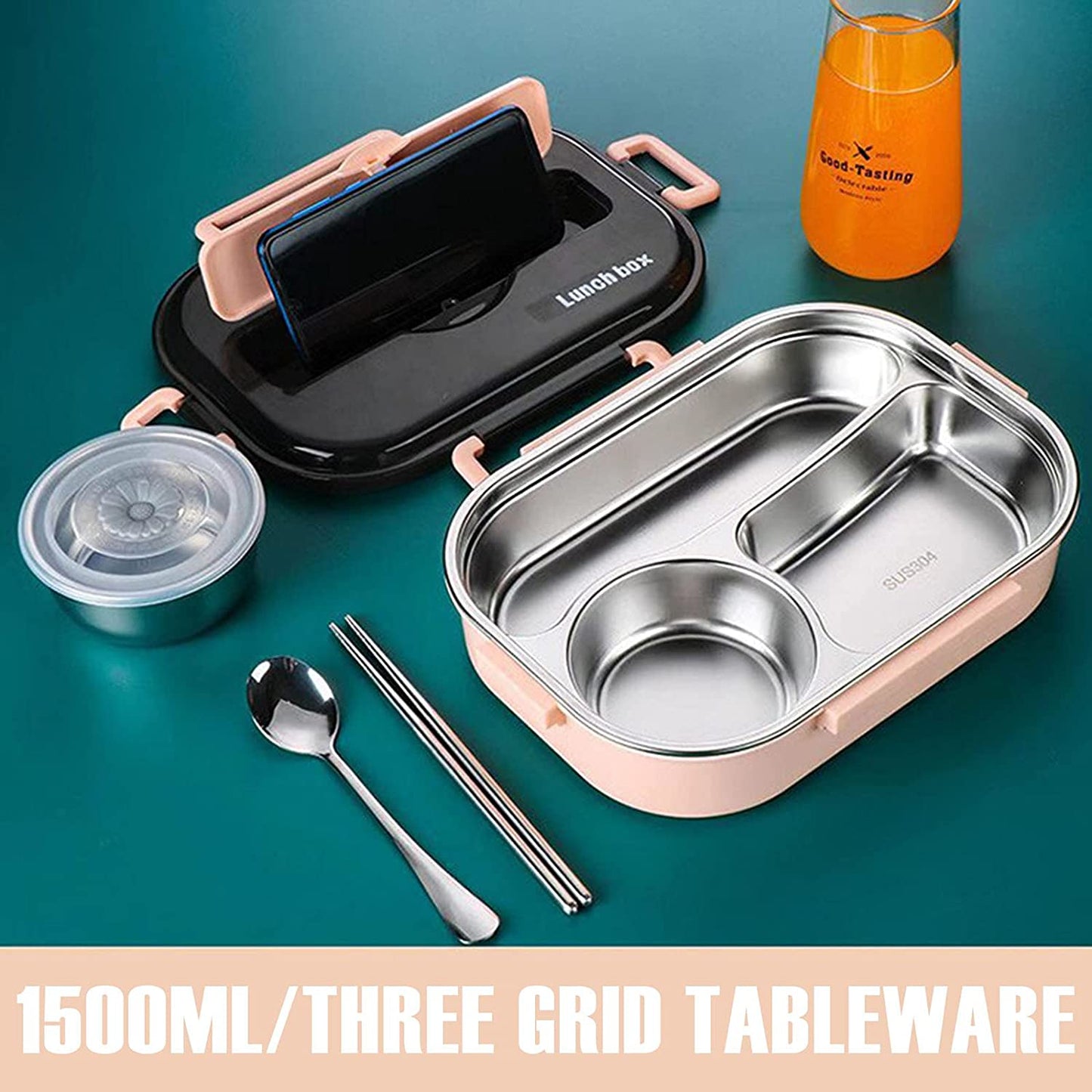 Lunch Box Thermal Insulation Bento Box Tableware Set Portable Lunch Containers For Kid Adult Student Children Keep Food Warm (2-Pink)