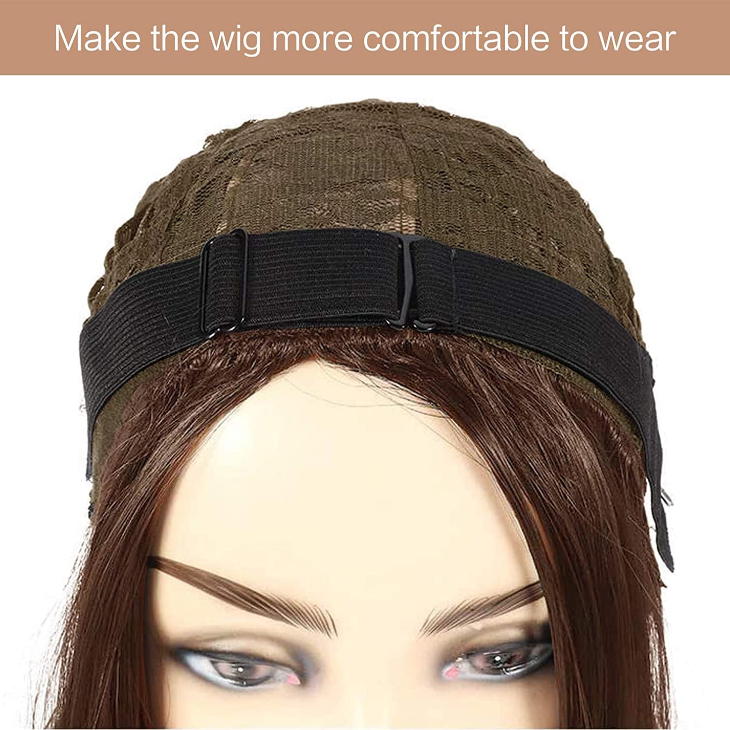 8 PCS Wigs Elastic Bands, Adjustable Wig Straps Black Wig Grips Headband Non Slip Wig Band for Sewing Crafts DIY Wigs Making (11 x 1 Inch)