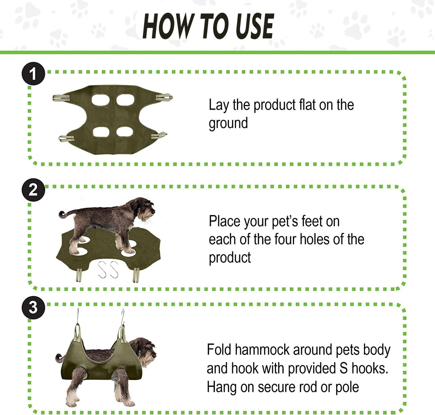 BFBOYS Dogs Cats Grooming Hammock Harness-Pet Dogs Grooming Harness Hanger Safety Kit for Pet Nail Clippers/Trimmer,Pet Comb,Nail File for Bathing,Ear/Eye Care