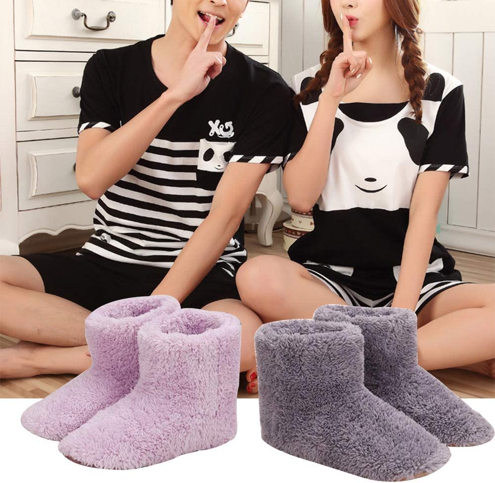 Electric Heated Slipper Sock Washable USB Plush Ankle Bootie Slippers Indoor Warm House Shoes for Men Women