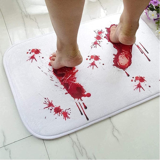 SEAYUN Halloween Prank Blood Mat,Bath Mat Changes Color When Wet,Bloody Footprint Non-Slip Bath Mat,Halloween Theme Decor Props,23 inchx15.7 inch