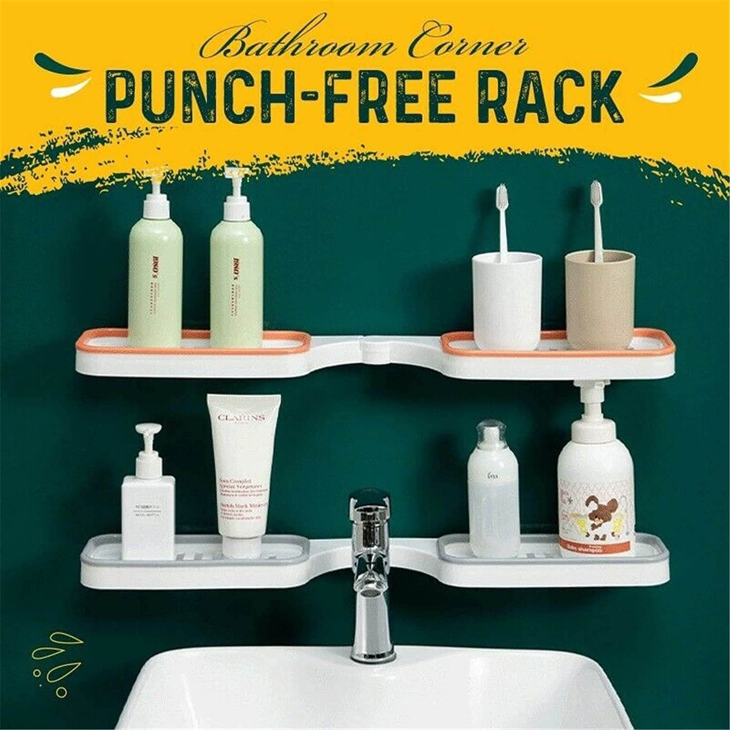Youehsent Bathroom Corner Punch-Free Rack,180 Degree Rotation Shampoo Storage Rack Corner Shower Shelves with Suction Cup,Strong Load-Bearing,Drain Hole Design(Gray)