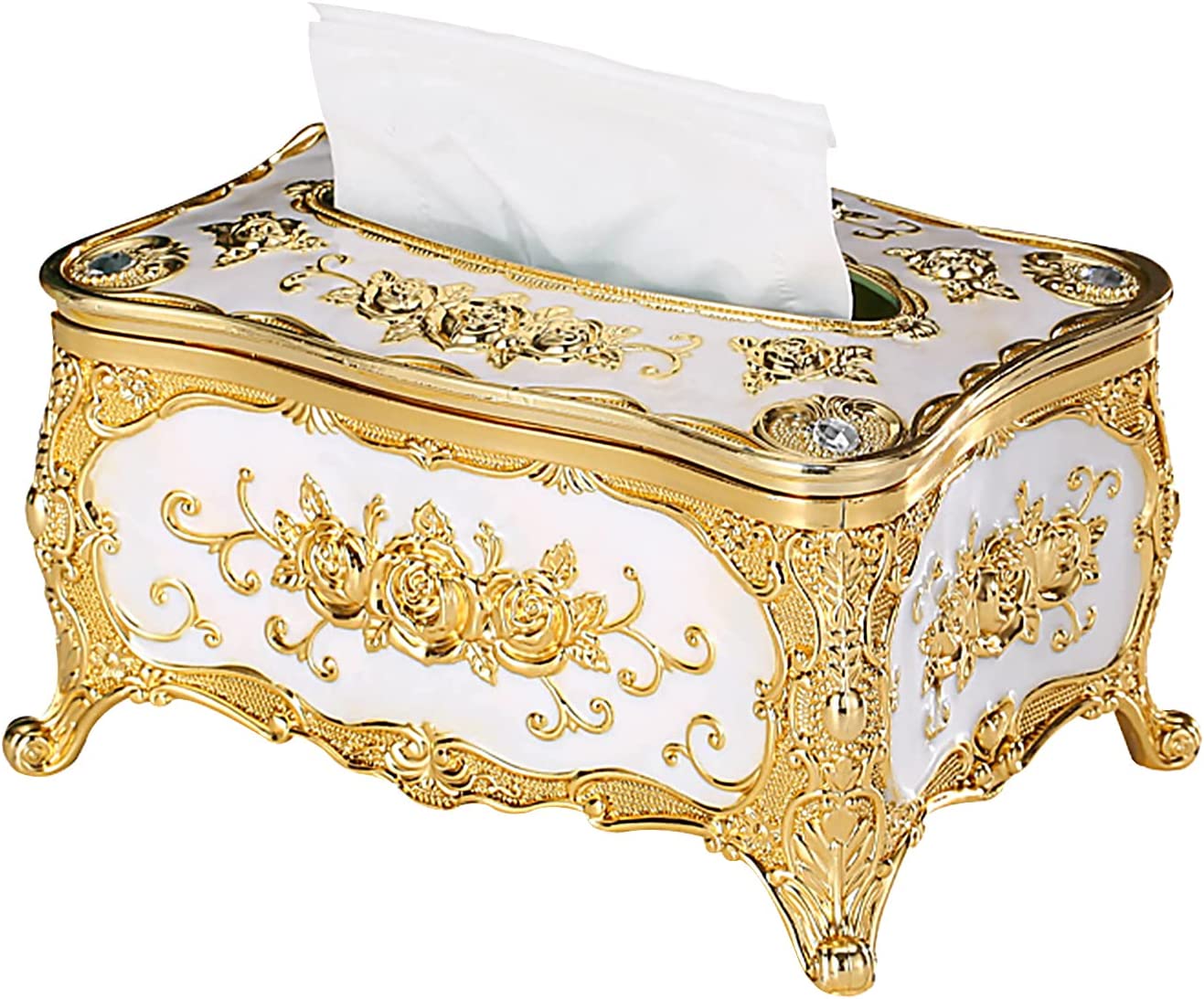 SCAEHKUY Retro Household Tissue Box Rectangular Multifunction Tissue Box Cover for Bathroom Vanity Countertops Bedroom Dressers and Tables Silver Plastic Tissue Holder