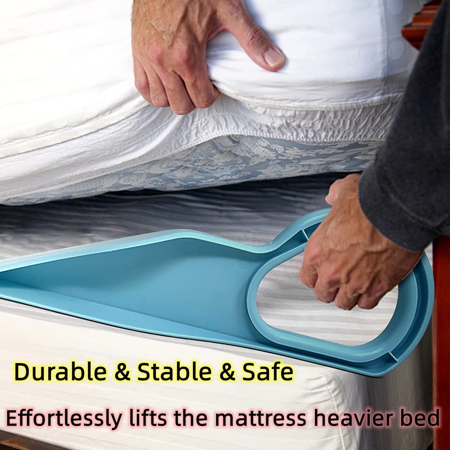 1 Pack Blue Mattress Lifter,ABS Mattress Lifter Wedge Tool, Mattress Wedge Elevator to Changing Sheets Bed,Ergonomic Bed Making Wedge Elevator Lifting Holder (Large 35X13.5X7.5CM)