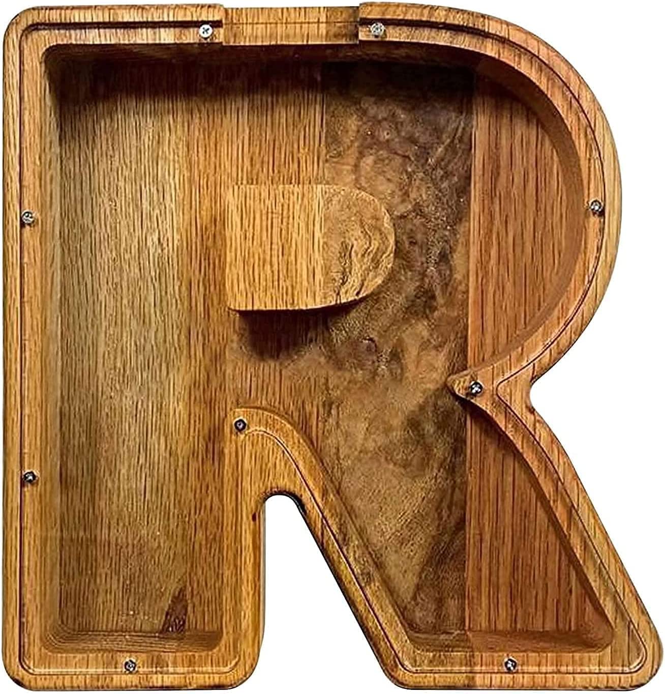 Personalized Alphabet Piggy Bank, Wooden Letter A to Z Piggy Bank, Creative Coin Bank Money Box Decorative, Money Saving Toys for Children, Birthday Gift (S)