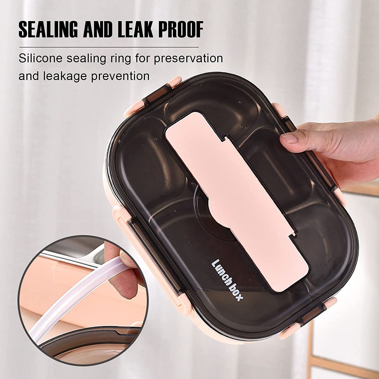 Lunch Box Thermal Insulation Bento Box Tableware Set Portable Lunch Containers For Kid Adult Student Children Keep Food Warm (2-Pink)