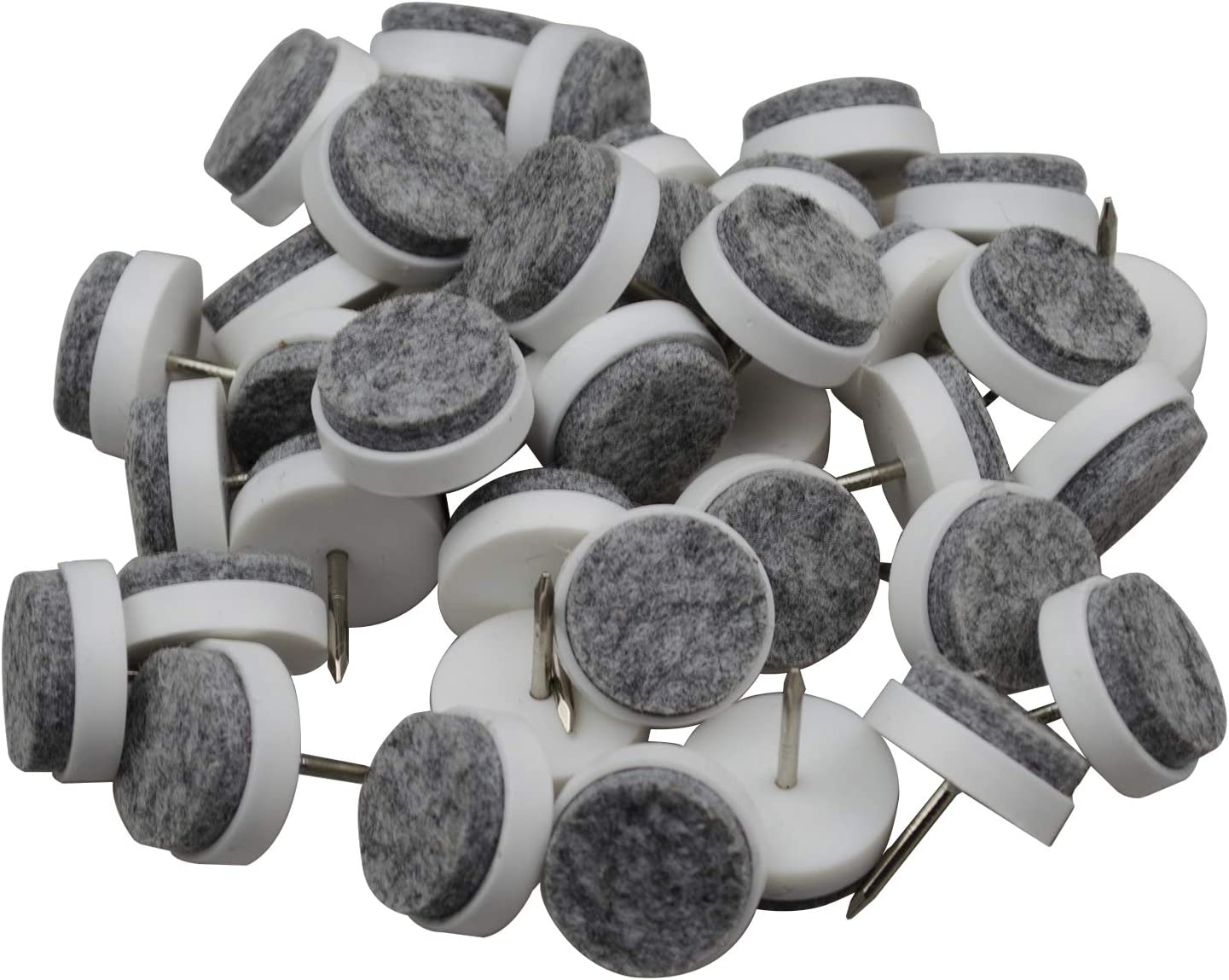40pcs Round Heavy Duty Nail-on Anti-Sliding Felt Pad for Furniture Chair Table Leg Feet Floor Protectors (Black 22mm (40 pcs))