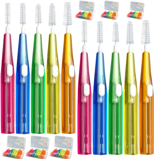 Interdental Brushes 30pcs Mixed Pack with Sizes 0.6-1.5mm Tooth Dental Picks for Daily Oral Hygiene, Prevent Bad Breath and Periodontal Disease, Effective Interdental Cleaners Fit for Adult Children with Carrying Case