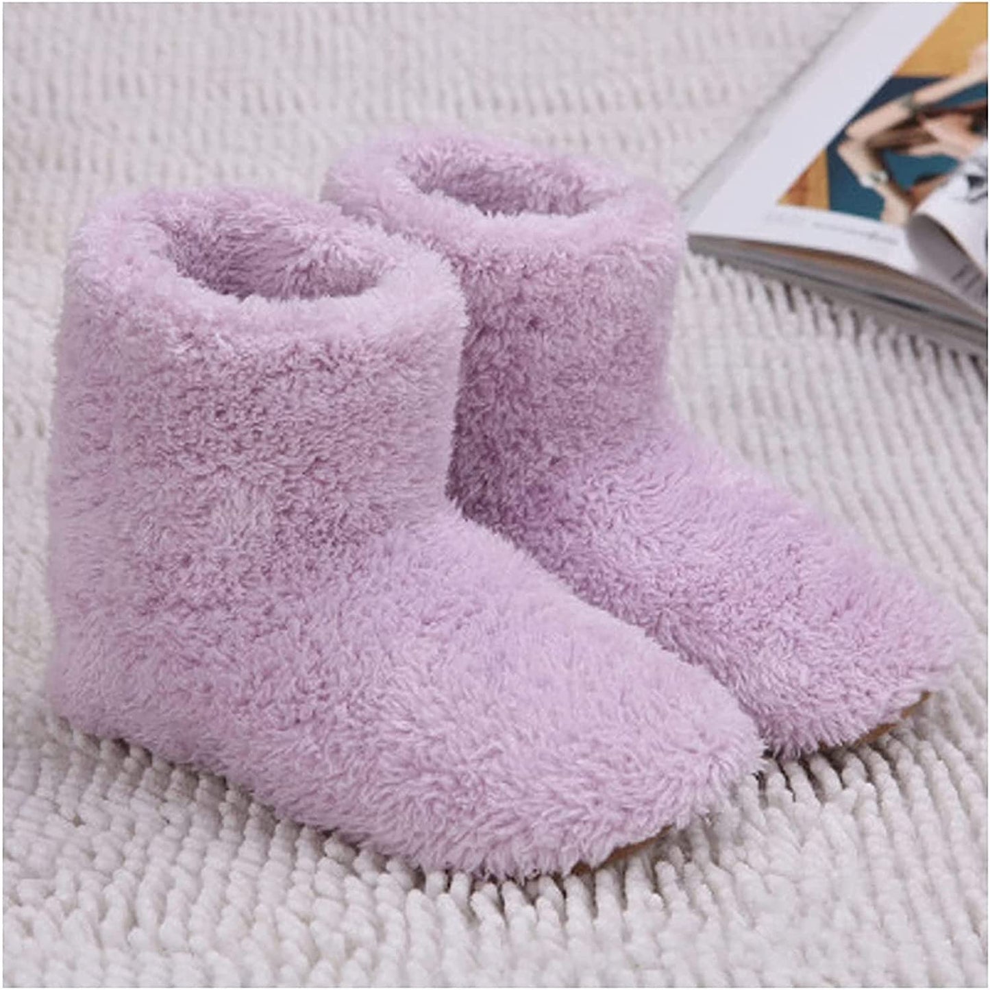 Heated Slippers Rechargeable, USB Electric Heating Shoes Warming Footies for Women Men, Plush Warm Electric Slipper
