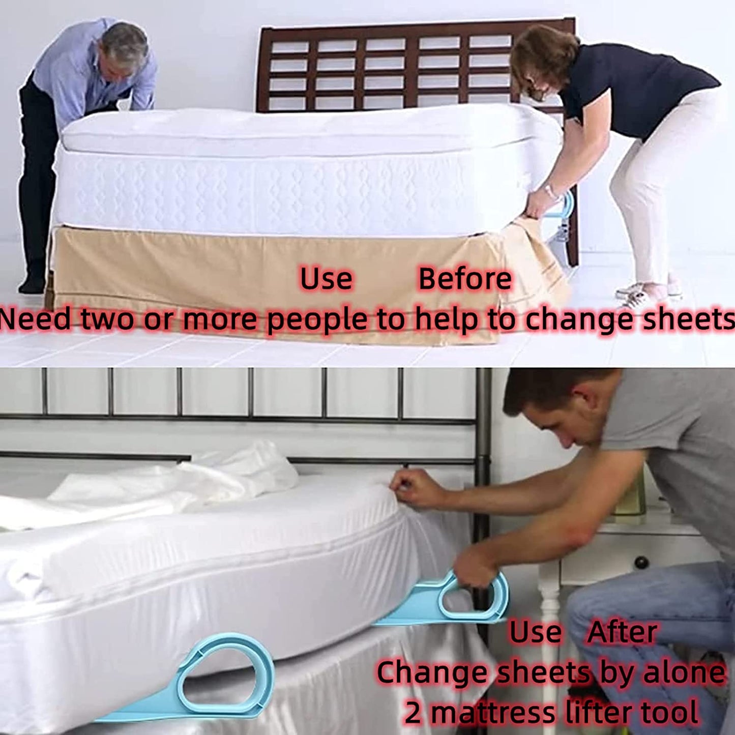 1 Pack Blue Mattress Lifter,ABS Mattress Lifter Wedge Tool, Mattress Wedge Elevator to Changing Sheets Bed,Ergonomic Bed Making Wedge Elevator Lifting Holder (Large 35X13.5X7.5CM)