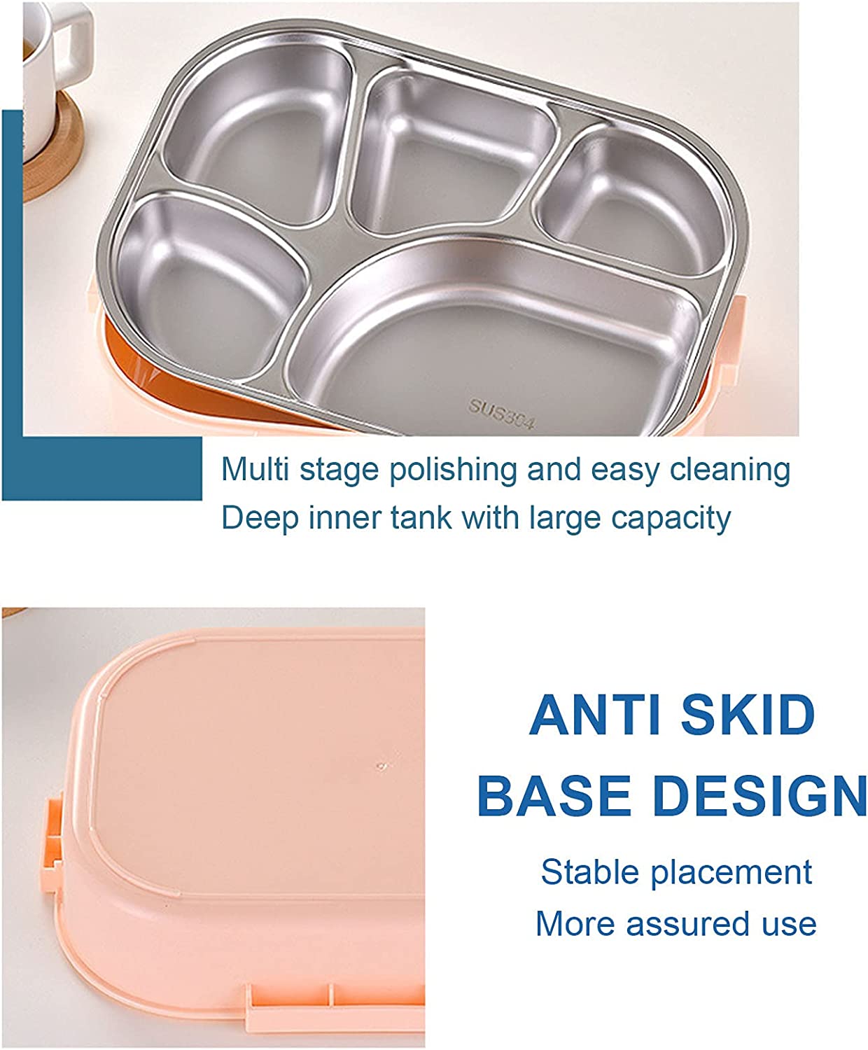 Lunch Box Thermal Insulation Bento Box Tableware Set Portable Lunch Containers For Kid Adult Student Children Keep Food Warm (2-Pink)