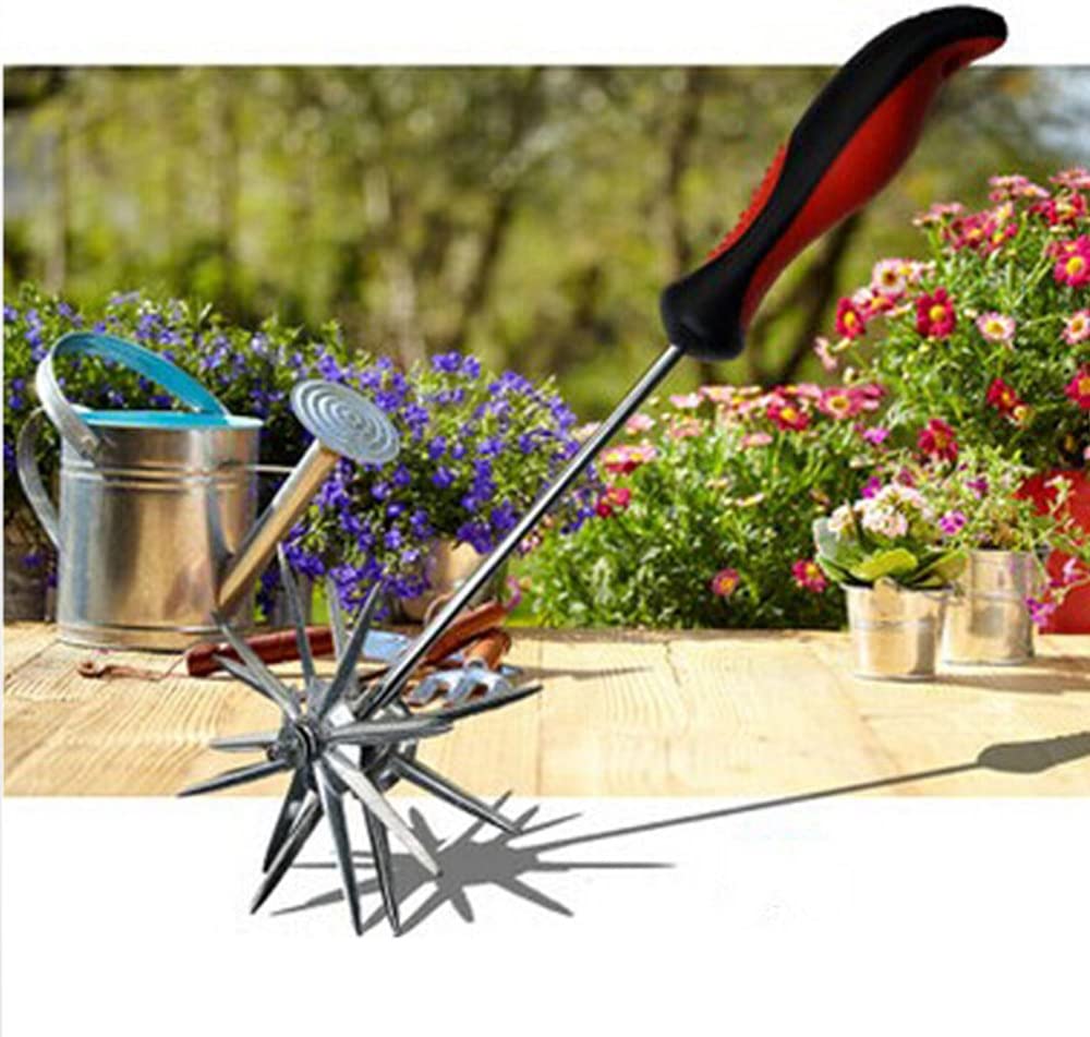 Hand-Held Garden Cultivator, Garden Tumbler, Garden Rotary Tiller, Chrome Gardeningrake,Manual Ripper,Gbrolling Tiller